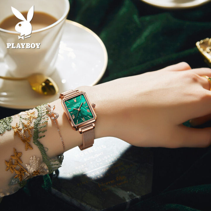playboy-นาฬิกา-ผู้หญิง2023-กันน้ำ-นาฬิกาแบรนแท้-โรสโกลด์-น่ารักๆ-หน้าปัดสีน้ำเงินสตาร์รี่-การเคลื่อนไหวควอตซ์นำเข้า