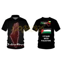 I STAND WITH Palestine,  Palestine MAP DESIGN  3D POLO SHIRT,FREE NAME CUSTOM