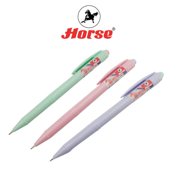 horse-ตราม้า-ปากกาลูกลื่น-แบบกด-0-7-มม-ตราม้า-h-3002-สีพลาสเทล-บรรจุ-50-ด้าม-จำนวน-1กระป๋อง