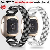 ㍿ Essidi Bling สร้อยข้อมือผู้หญิงสำหรับ Fitbit Versa 3 Smartwatch สายรัดข้อมือสแตนเลสห่วงสำหรับ Fitbit Versa 4