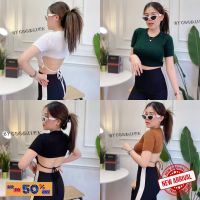 แฟชั่นผู้หญิง  SpinnyHouse  เสื้อโชว์หลัง CROPTOP สาวอวบใส่ได้แขนสั้น เชือกผูกหลัง เสื้อครอป เสื้อเว้าหลัง 263 ฟ้าร้อง E603D เสื้อผ้าแฟชั่น เสื้อผ้าสาวอวบ