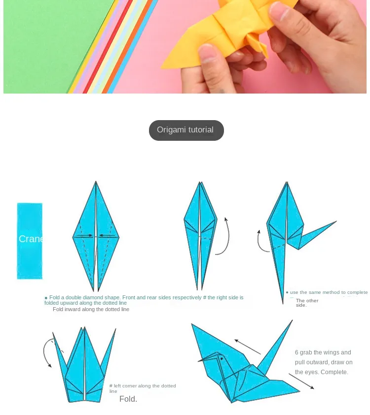 100pcs Origami Square Paper Double Sided Folding Lucky Wish Paper Crane  Craft DIY Colorful Scrapbooking 8x8/10x10/13x13/15x15cm