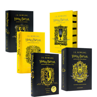 Original Harry Potter books 1-5 hardcover edition for the 20th anniversary of Hufflepuff Harry Potter academy Collection Edition and the prisoners Goblet of fire order of Azkaban in the secret room of the Sorcerers stone