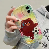 เคสโทรศัพท์ซิลิโคน TPU นิ่ม แบบใส กันกระแทก ลายหมีน่ารัก สําหรับ IPhone 11 13 14 12 Pro XS Max X XR 7 8 Plus