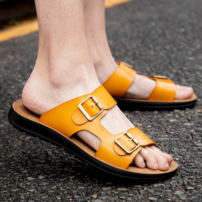 รองเท้าแตะสำหรับผู้ชาย,รองเท้าใส่ในบ้านระบายอากาศได้ดีและสวมสบายไม่ลื่นรองเท้าแตะชายหาดลำลองใหม่สำหรับฤดูร้อน