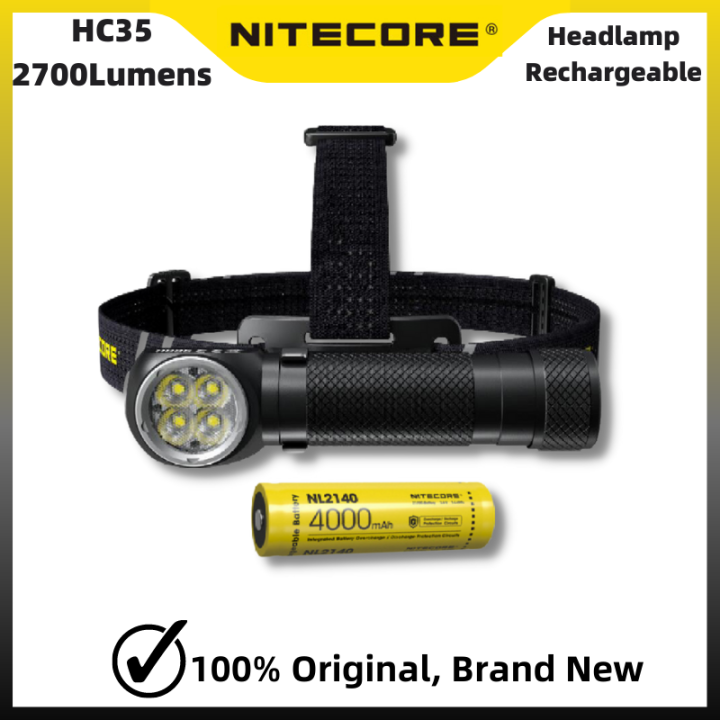 NITECORE HC35 USB Rechargeable Flashlight Lshpe Headlamp 2700 Lumens Metal Headlight
