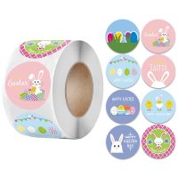 100-500Pcs Happy Easter Stickers Cute Rabbit Self Adhesive Seal Label Sticker For Easter Party Kids Gift Bag Decor Tags Handmade Stickers Labels