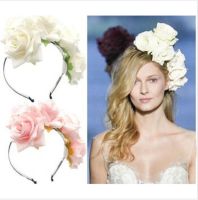 【YF】 Velvet Rose Head Wreath Flower Crown Hair Hoop Hairbands Headband Wedding Photography Scenic Spot Photo Performance Headdress