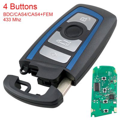 อะไหล่กุญแจรถยนต์ Fob Kunci Remote Mobil 4ปุ่ม FSK 433MHz พร้อมชิป PCF7945เหมาะสำหรับตัวถัง BMW-F CAS4 FEM BDC CAS4 +