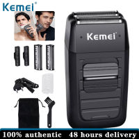 Kemei KM-1102แบบชาร์จไร้สายเครื่องโกนหนวดสำหรับผู้ชายคู่ใบมีดลูกสูบเครามีดโกนใบหน้าดูแลมัลติฟังก์ชั่ที่แข็งแกร่ง T Rimmer