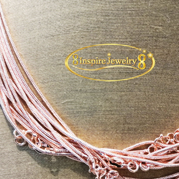 inspire-jewelry-pink-gold-สร้อยคอทอง-18k-ตามภาพ-งานยิงเลเซอร์เข้าตัวเรือน-ยาว-16นิ้ว-ตะขอสปิง-งานแบบร้านทองร้านเพชร-งานดี-ปราณีต-พร้อมถุงกำมะหยี่