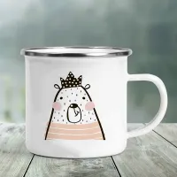 Cute Elephant Printed Creative Coffee Tea Mug Kawaii Drinks Dessert Breakfast Milk Cup Enamel Mugs Handle Drinkware Best Gifts