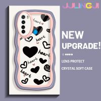 Jlingji เคสสำหรับ Xiaomi Redmi Note 8 2021 Note 8T เคสลายหัวใจสีดำเคสโทรศัพท์สีคลื่นกรอบโทรศัพท์กันกระแทกแบบนิ่มใสปลอกซิลิโคนฝาครอบป้องกันหัวกล้องรวมทั้งหมด