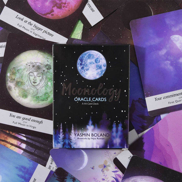 moonology-การ์ดเสี่ยงทาย-ขนาด10-3x7ซม-การ์ดไพ่ทาโรต์44แผ่น-หนังสือคู่มืออิเล็กทรอนิกส์-การ์ดการวิเคราะห์เวอร์ชั่นภาษาอังกฤษ-ไพ่ยิปซี-ไพ่ออราเคิล-ไพ่ทาโรต์-ไพ่ยิบซี-moonology-oracle-tarot-card