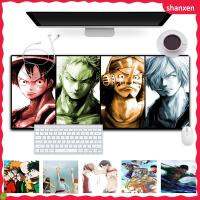 SHANXEN แผ่นรองเมาส์สำหรับเล่นเกมส์ Luffy Zoro กันลื่นแผ่นรองปูโต๊ะขนาด80X30ซม. หนึ่งชิ้นแผ่นรองเมาส์คีย์บอร์ด