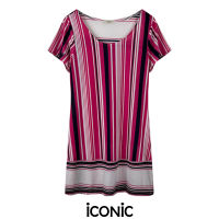 iCONiC PINK CAFFEINE STRIP TOP #9055 เสื้อผญ เสื้อยาว ผ้ายืด ลายทาง อก34" ยาว32" เสื้อยืด เสื้อแฟชั่น เสื้อแฟชั่นผญ เสื้อออกงาน เสื้อทำงาน เสื้อไฮโซ