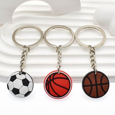 Basketball Soccer Keychain PVC Sports Golf Rugby Pendant Key Ring Sports Souvenir Fashion Key Holder Charms Accessories Key Chains