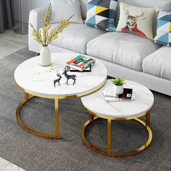 Nordic simple round coffee table living room side table light luxury