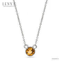 Lenya Jewelry  สร้อยคอเงินแท้ ประดับพลอยสีเหลือง ซิทริน ( Citrine ) ชุบโรเดียม ดีไซน์เรียบหรู สไตล์เกาหลี ญี่ปุ่นเพิ่มเสน่ห์ความน่ารักสดใส ในตัวคุณ