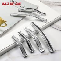 ○♠☬ MAIKAK Sand Silver Crystal Glass Patch Drawer Knobs Aluminum Alloy Kitchen Cabinet Door Handles Furniture Handle Hardware