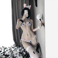 Women Lingeire Cow Cosplay Costumes Maid Tankini Swimsuit Anime Bikini Set Girls Clothing Lolita Bra and Panty Set Stockings