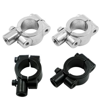 2pcs 7/8 quot; Inch 22mm 25mm Handlebar 10mm 8mm Thread Motorcycle Mirror Mount Clamp Rear View Mirror Holder Adapter Silver Black