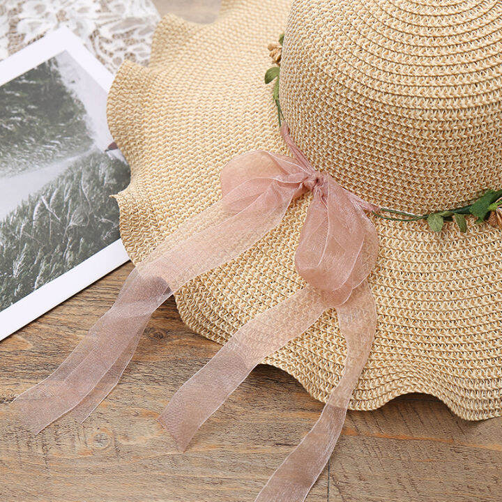 flower-hat-wave-brim-flower-hat-beach-hat-outdoor-beach-hat-flower-sunshade-hat-summer-hat-sun-hat