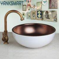 YANKSMART Bathroom Art Sink Wash-basin Ceramice Lavatory Bath Sink Combine Set Torneira Mixer Faucet 6 Color