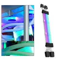 HILABEE สายไฟต่อแถบนีออน LED RGB สาย PCIe ห้องคอมพิวเตอร์แสงโดยรอบสำหรับคอมพิวเตอร์