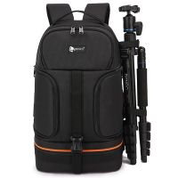 Camera Waterproof Shoulders Bag fit 15.6in Laptop Soft Padded Backpack w Reflector Stripe Night Safety Tripod Lens Case for DSLR