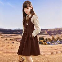 CUI YI SHOP New and Suspender Skirt Shirt Two-piece Set Childrens Fashion