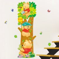 Winnie Pooh cartoon children room Trees Bear Pattern Wall Stickers Height Measure For Kids Room Wall Decal Home Nursery Decals Stickers