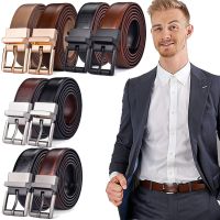 Mens Belt Reversible 2.8cm Wide 100% Genuine Leather Dress Casual Belts for Men One Reverse for 2 Colors Belts