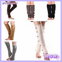 SYBOOKS Accessories Winter Warm Button Womens Leg Warmers Boot Socks Knit Crochet Legging Stockings