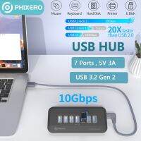 PHIXERO 10อะแดปเตอร์ Gbps USB 3.2ฮับตัวแยก Type C สถานีตัวเสียบสวิตซ์แบบ Multipprise USB 7ปลั้กพอร์ตการ์ดรีดเดอร์ SD สำหรับ Surface Macbook PC Feona