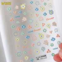 ?【Lowest price】WORE สติ๊กเกอร์เล็บฤดูใบไม้ผลิ sunflowersdecals Floral fern 3D สติกเกอร์กาวด้วยตนเอง