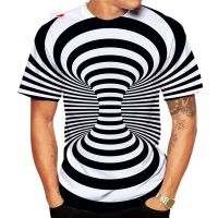 2023Personality Short Sleeve Cool T-shirts Rainbow Vertigo Geometry 3D Bee Print Colorful Hip Hop Harajuku Summer Short Sleeve Tops