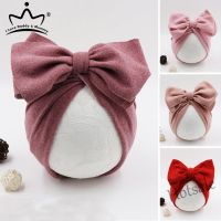 【hot sale】▲☃ C10 Cute Baby Hat Girl Big Bowknot Hat Kids Solid Color Elastic Turban Newborn Photography Props