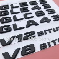 Letters Emblem Badge accessories for Mercedes Benz AMG GLA43 GLC43 GLE43 GLC63 GLE63 V8 V12 BITURBO Car Trunk Logo Sticker Black