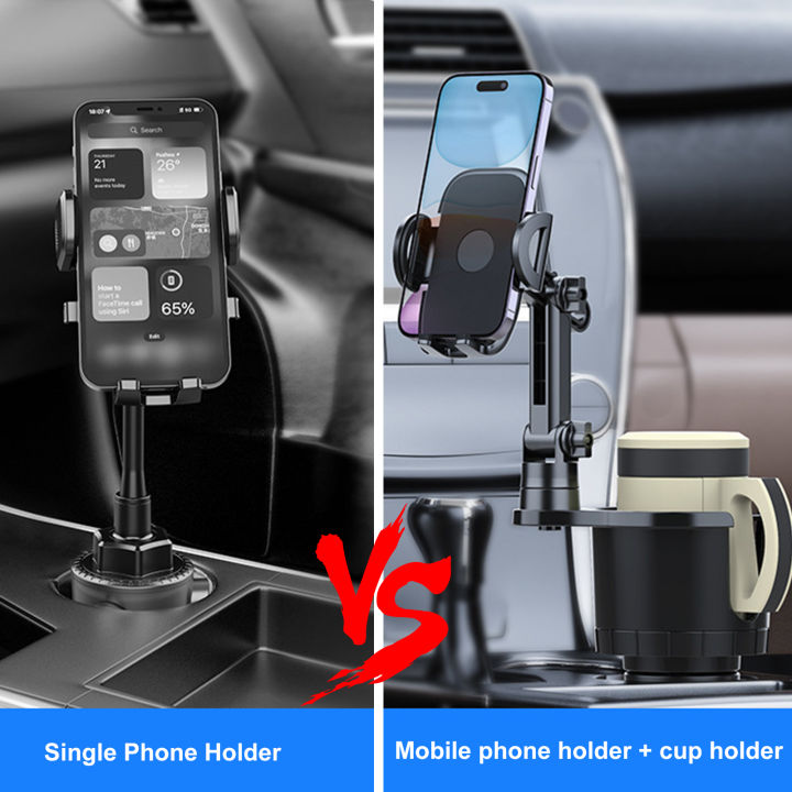 ที่วางโทรศัพท์ที่วางโทรศัพท์เซลล์แบบหมุนได้360องศาพร้อมที่วางถ้วยลายรถอเนกประสงค์แบบ2-in-1สำหรับที่วางโทรศัพท์เซลล์ใช้งานได้หลากหลายอุปกรณ์สำหรับรถยนต์