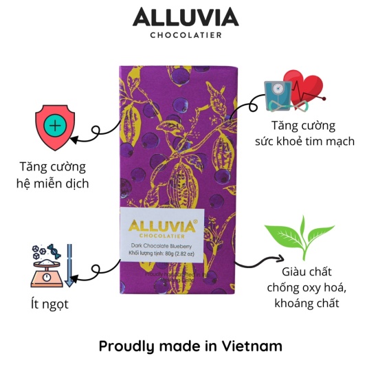 Socola đen nguyên chất nhân việt quất đắng vừa alluvia chocolate - ảnh sản phẩm 2