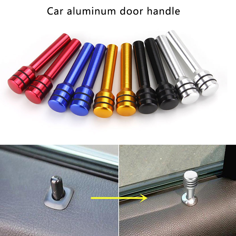 Car Door Pin Lock 2Pcs Aluminum Alloy Interior Door Lock Knob Pins Cover for Universal Cars Vehicles Red