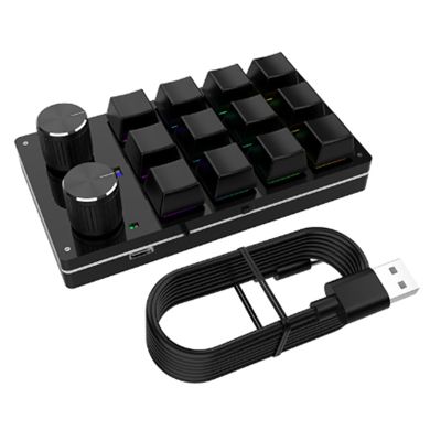 USB Macro Mini Keyboard 12 Keys 2 Knob Programming Keypad Hot-Swap Customization Gaming Mechanical Keyboard