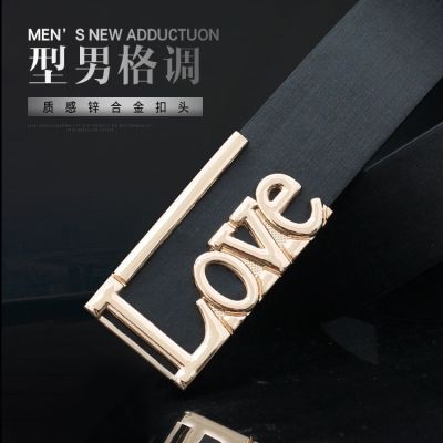 New Fashion Men Women LOVE Buckle Belt Cowhide Versatile Letter Smooth