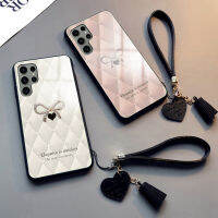 เคสปลอกสำหรับ Samsung S20 S23 S22 S21 LZDTUD Ultra FE รูปผีเสื้อแฟชั่นฝาครอบแก้วดีไซน์ใหม่โทรศัพท์ + สายรัดข้อมือ