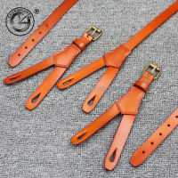 1.7cm High quality real cowhide split leather strap Women men unisex button suspenders