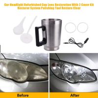 2 Cover Car Headlight Refurbished Atomizing Cup Car Headlight Lens Restoration Kit Restorer System Polishing Tool Restore Clear