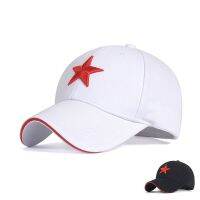 Unisex Cotton Baseball Caps พร้อมงานปักสีแดงห้าแฉกดาวปรับได้ 6 แผง Snapback Gorras Peaked Cap หมวกกันแดด