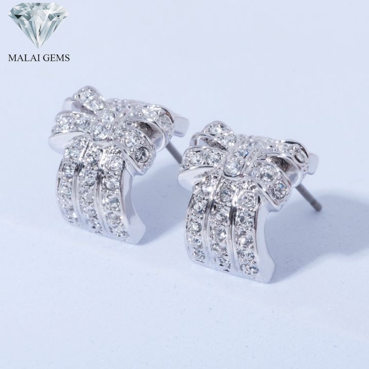 malai-gems-ต่างหูเพชร-เงินแท้-silver-925-เพชรสวิส-cz-เคลือบทองคำขาว-รุ่น21001112-แถมกล่อง-ต่างหูcz-ต่างหูเงินแท้