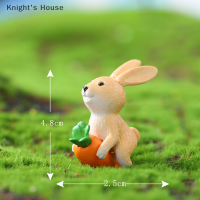 Knights House กระต่ายทำจากยางเรซินน่ารักตกแต่งบ้านรูปปั้นกระต่ายขนาดเล็กรูปปั้นตกแต่งบ้าน